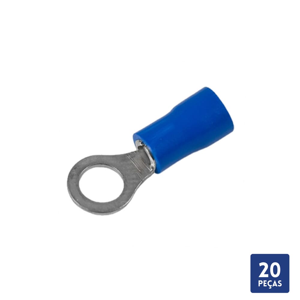 Terminal Olhal Pré-Isolado Azul 1,5mm a 2,5mm 20 Pçs