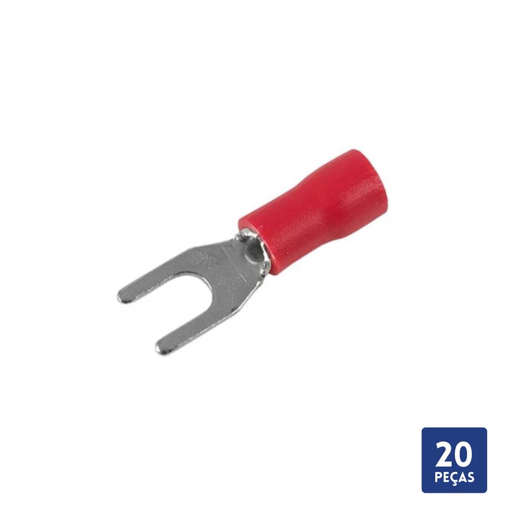 Terminal Forquilha Pré-Isolado Vermelho 0,5mm a 1,5mm 20 Pçs