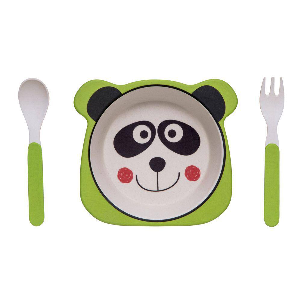 Kit Alimentacao - Prato, Colher e Garfo Panda Girotondo