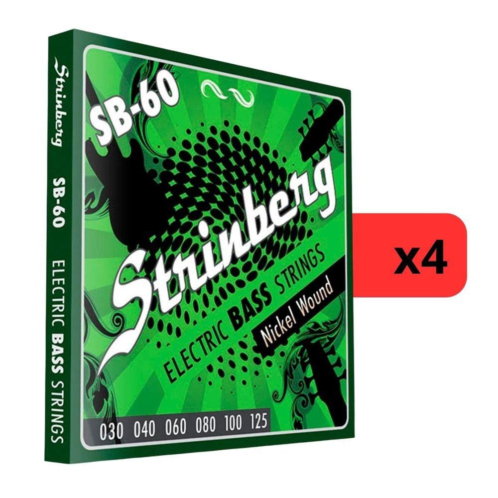 Kit 4 Encordoamento Strinberg Para Contra Baixo SB60 - 6 Cordas