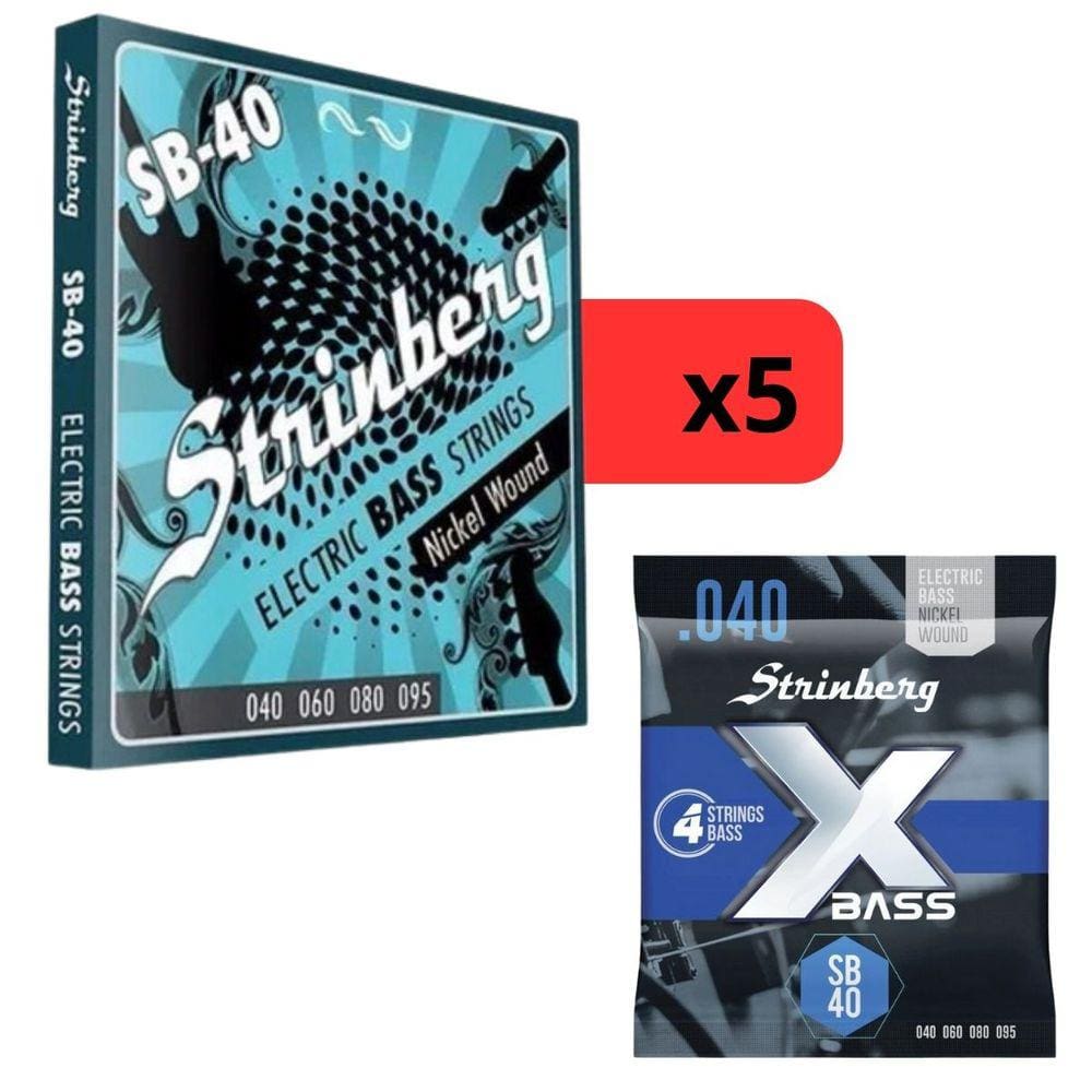 Kit 5 Encordoamento Strinberg Para Contra Baixo SB40 - 4 Cordas