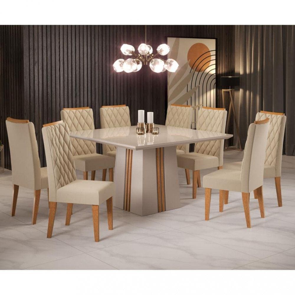 Conjunto Sala de Jantar Karem 8 Cadeiras Iza Viero