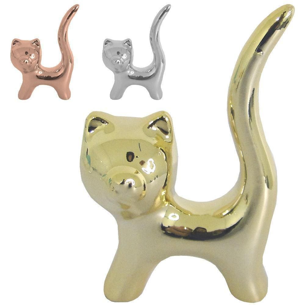 Enfeite Gato Perfil De Porcelana Metalizado 8,5X5,5X2,8Cm