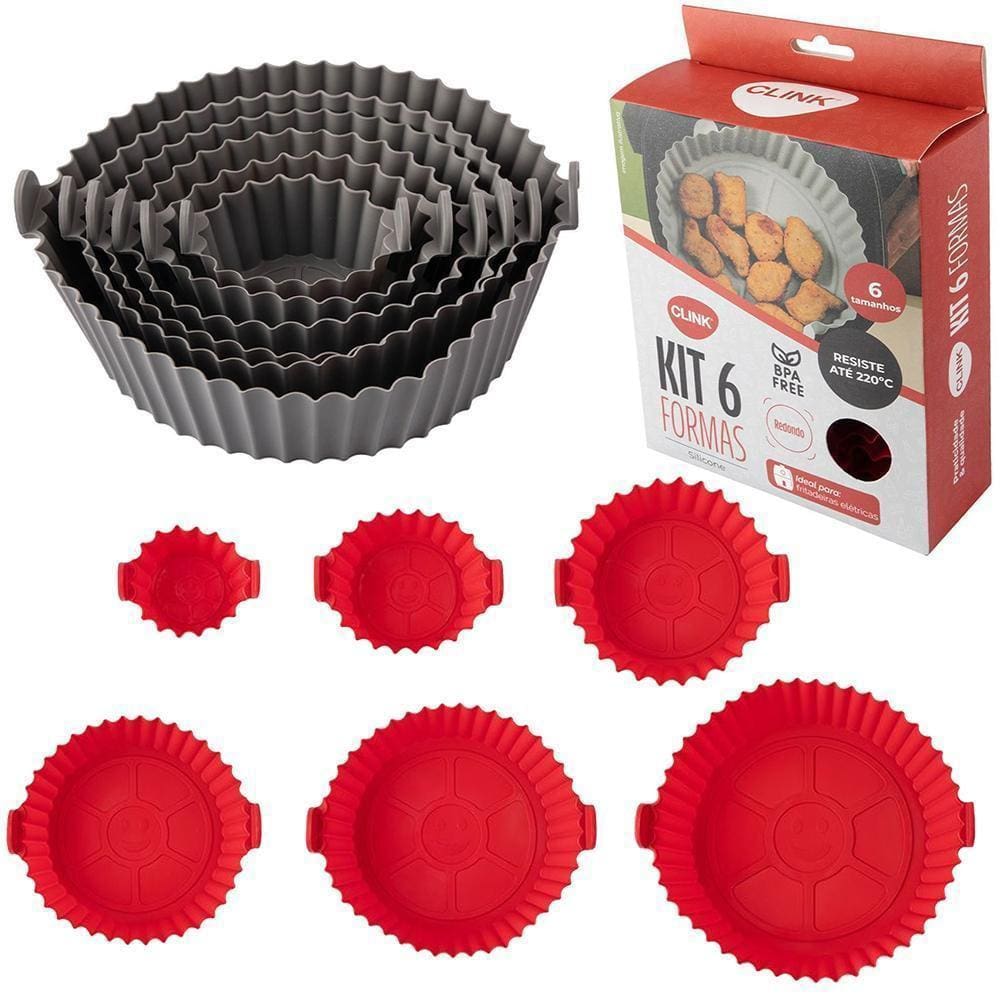 Kit6 Formas Silicone Airfryer Reutilizável Antiaderenteclink