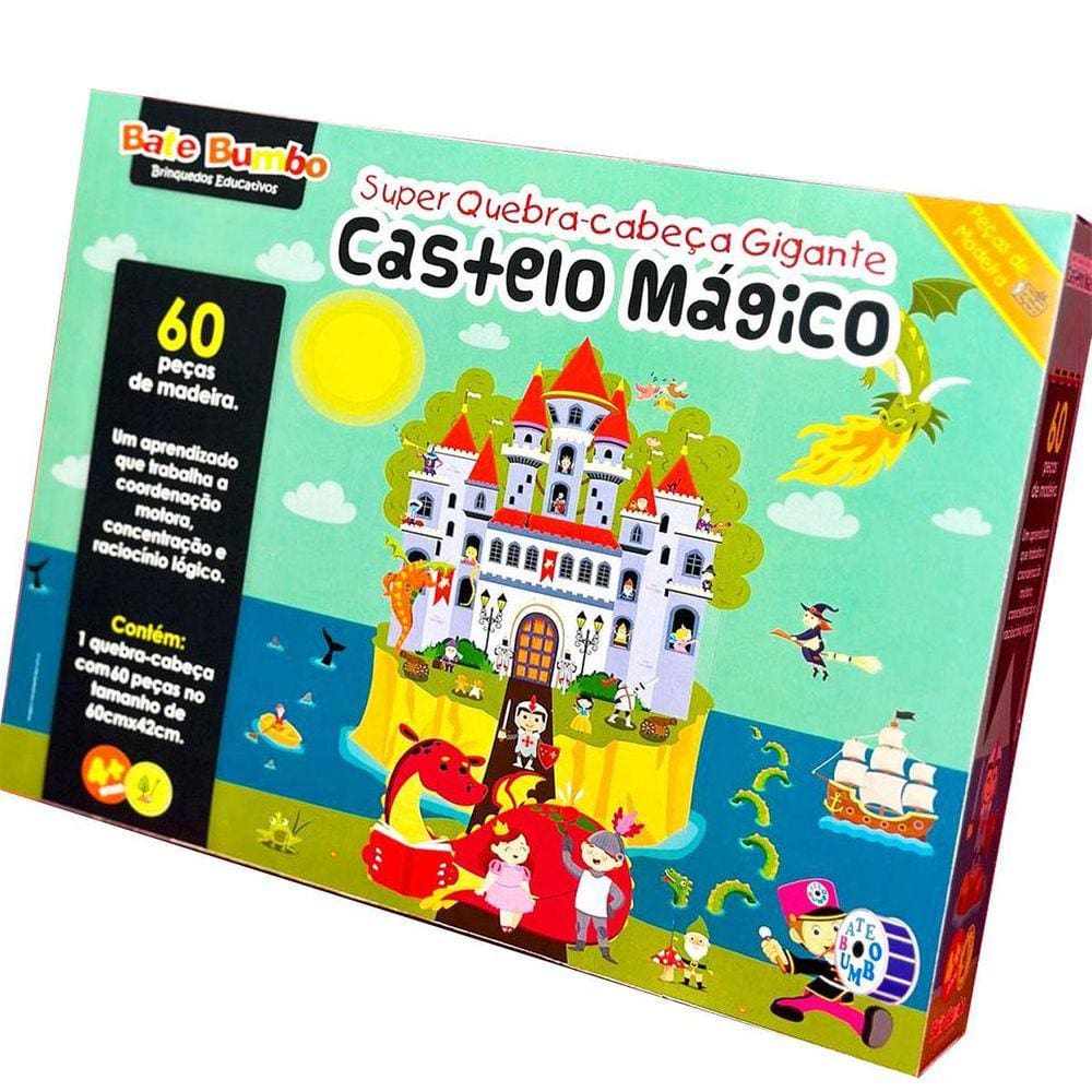 Quebra-Cabeça Castelo Mágico Brinquedo Madeira