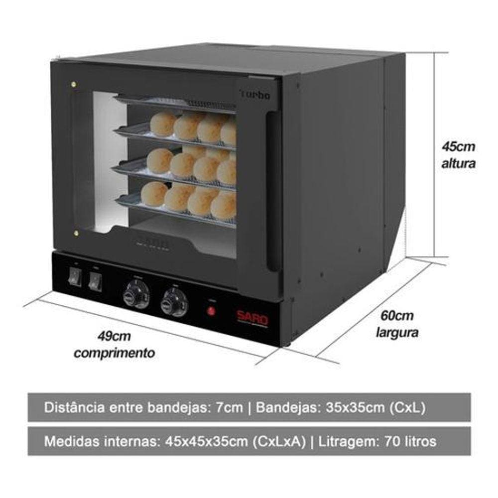 Forno Turbo Elétrico Com 4 Esteiras 127V Saro