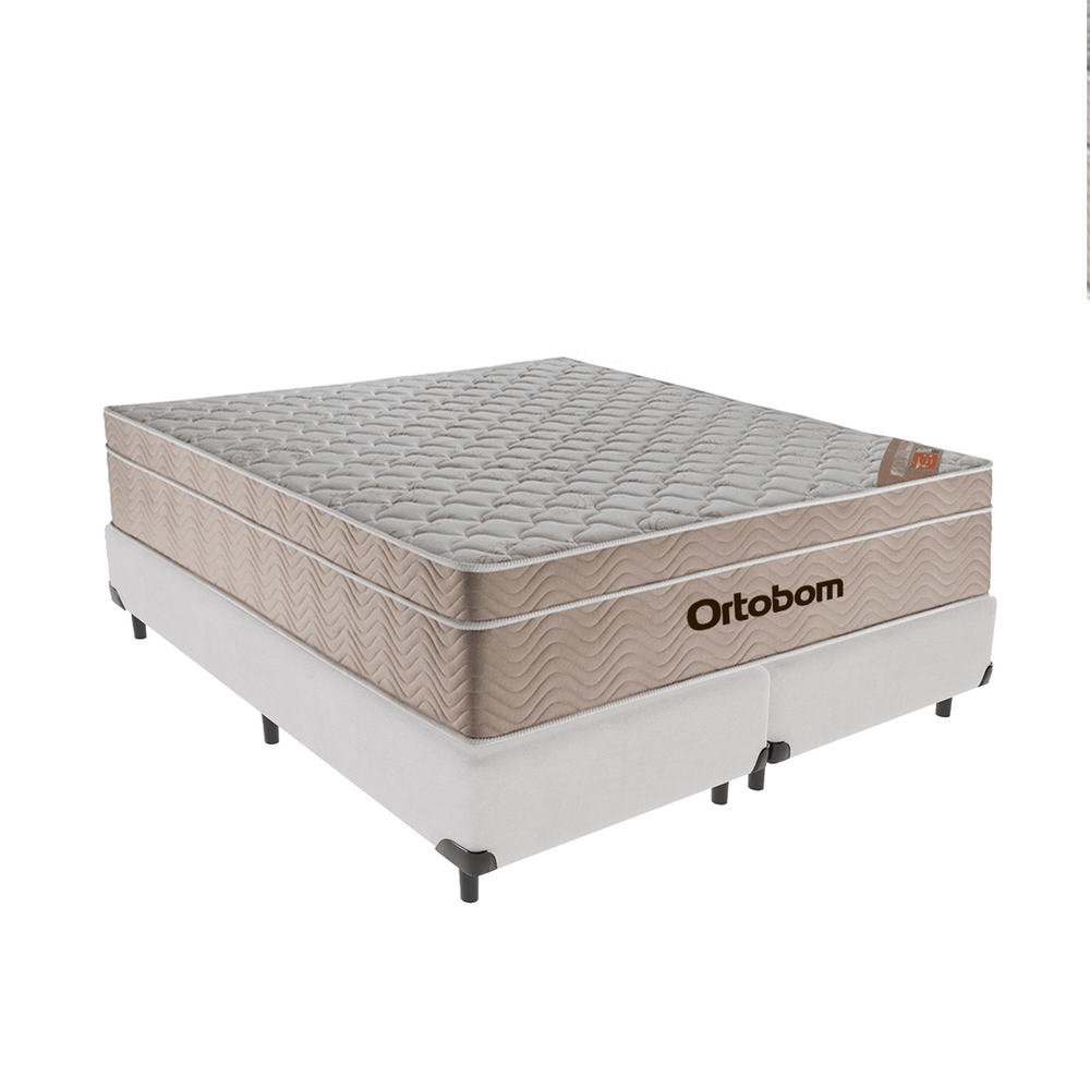Cama + Box Queen Branca Colchão De Molas Ensacadas - Ortobom - AirTech SpringPocket 158x198x65cm