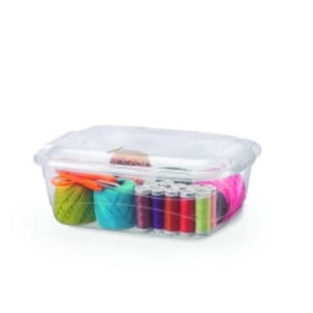 Pote Retangular Transparente Container Organizador Baixo