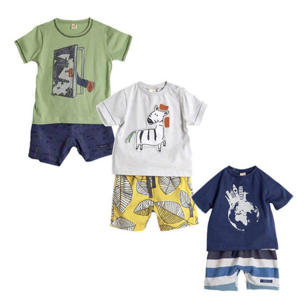 Conjunto - Short e Camiseta - Algodão Green - 3 Conjuntos