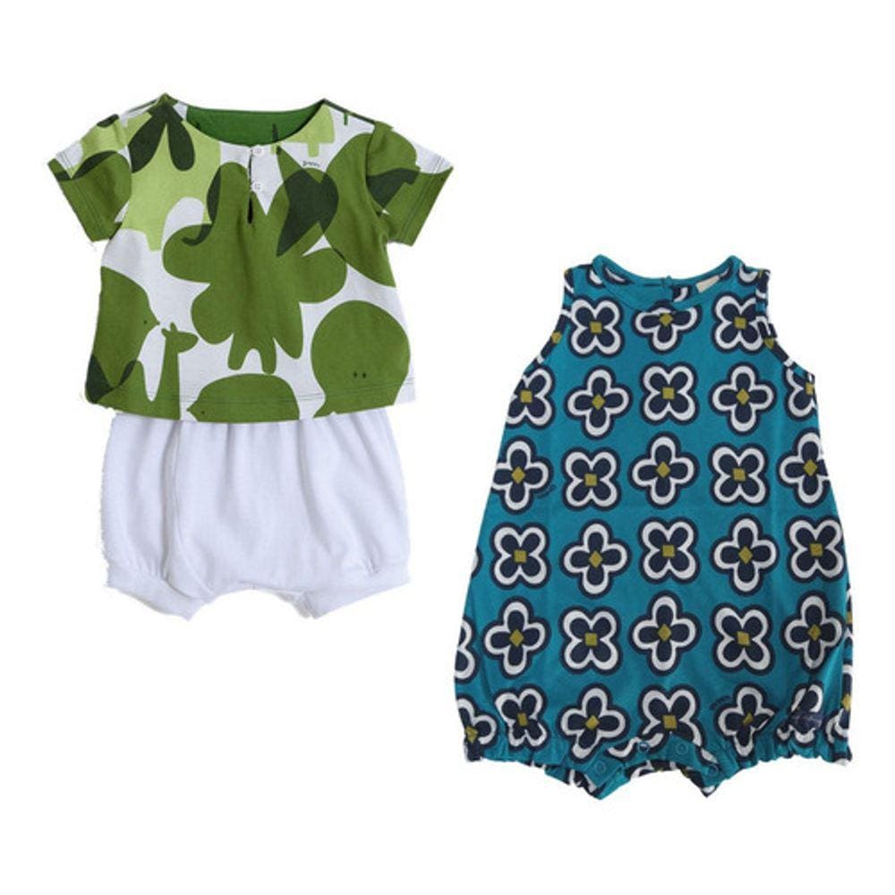 Macacão E Conjunto Algodão M (6 A 9 Meses) Green - 2 Peças