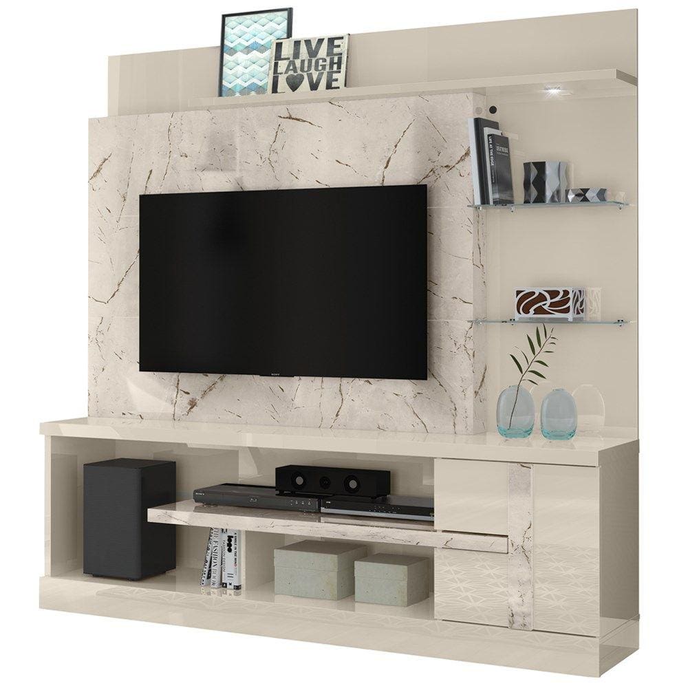 Estante Home Para TV 55 Polegadas 6411 Calacata Off White Madetec