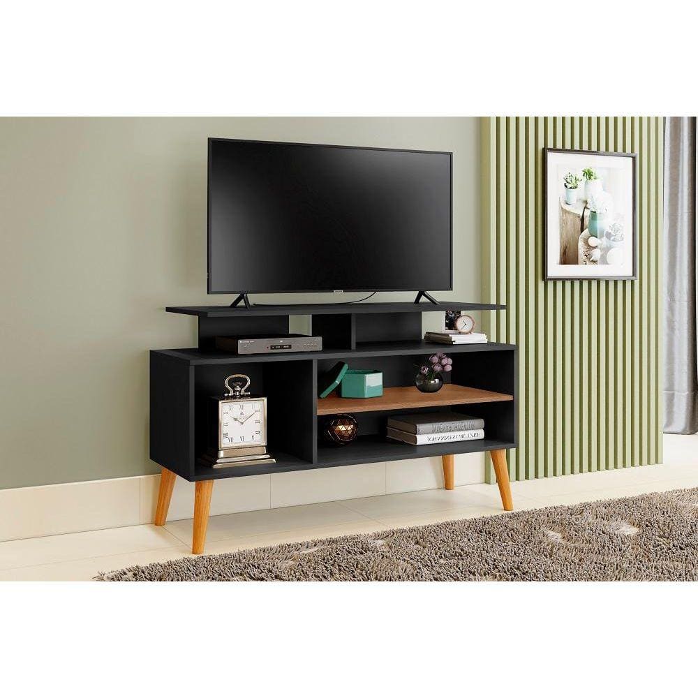 Rack Sala Lyon Para Tv Até 42 Polegadas C/ Pés De Madeira