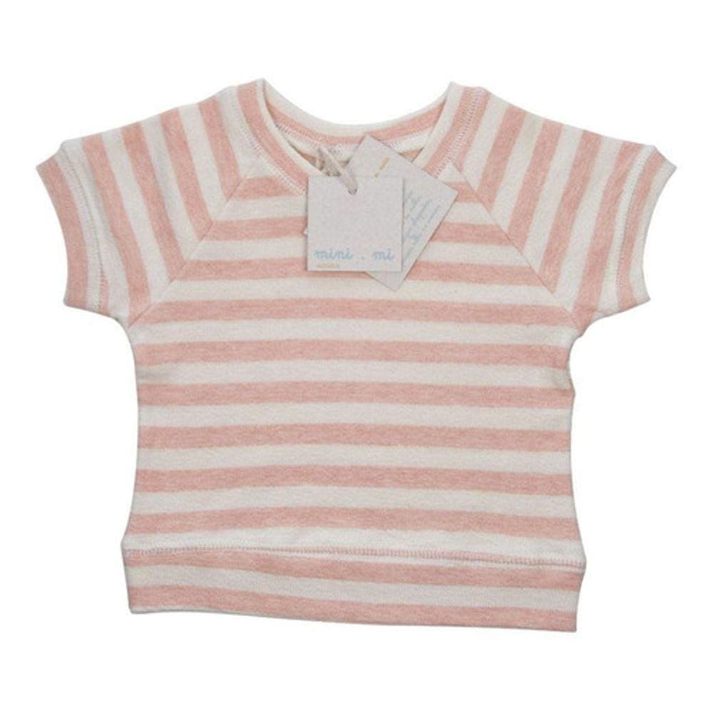 Blusa bebê algodão manga curta Rosê Mini.mi Estúdio