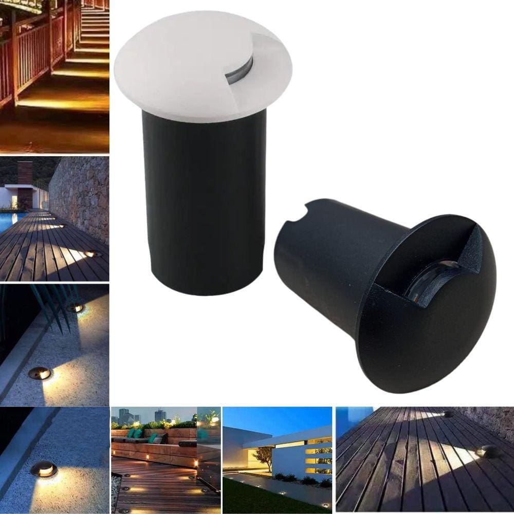 2 Balizadores Spot Led SMD 1W Com Facho Foco De Luz Angular (Branco Quente) IP65 De Embutir Em Piso Solo Chão Gramado