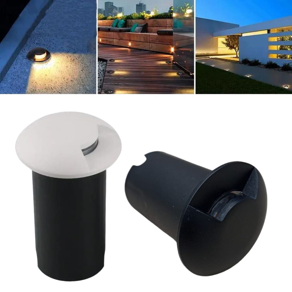 4 Balizadores Spot Led SMD 1W Com Facho Foco De Luz Angular (Branco Quente) IP65 De Embutir Em Piso Solo Chão Gramado