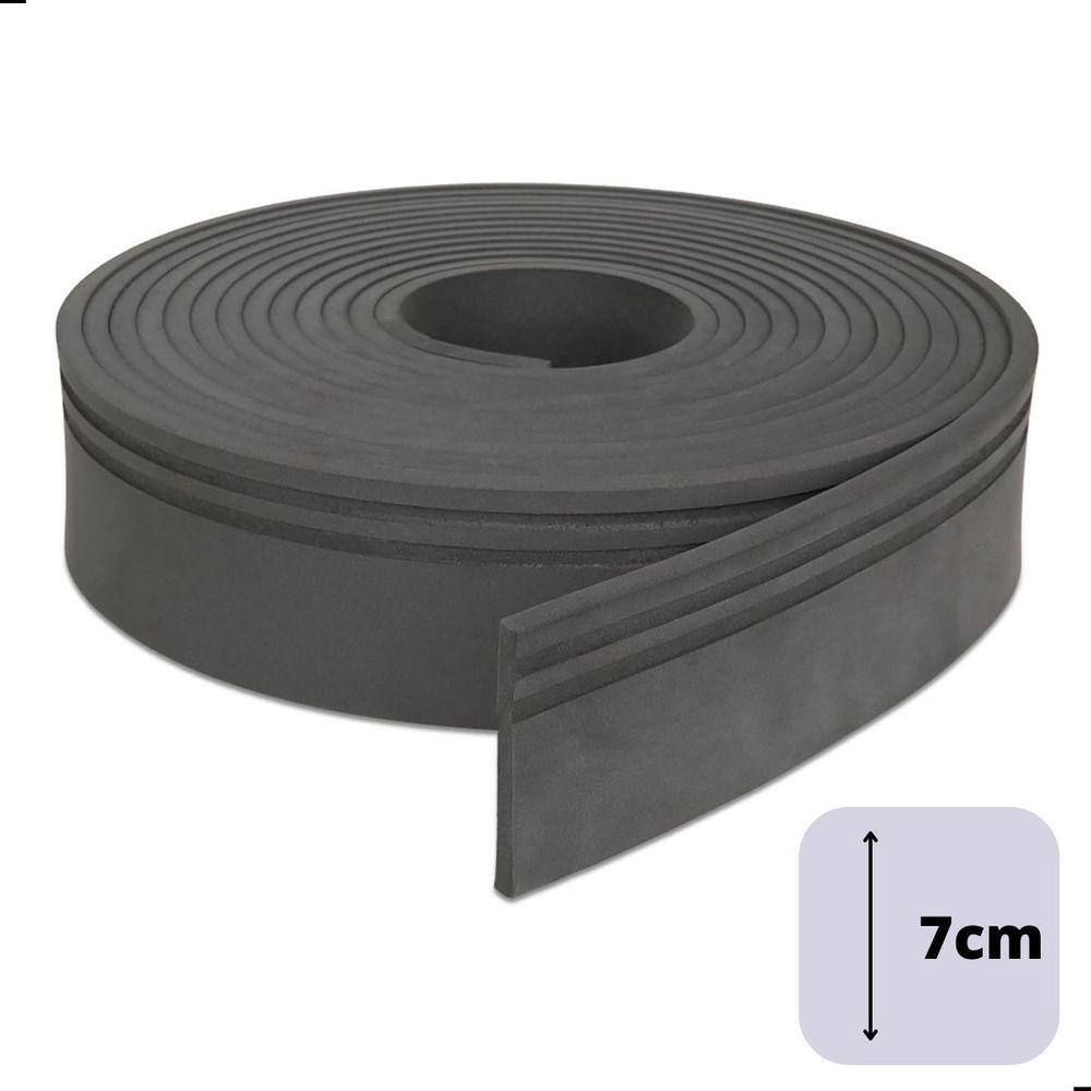Rodapé Moldura Autocolante Eva Flexível 7Cm 10 Metros Cinza