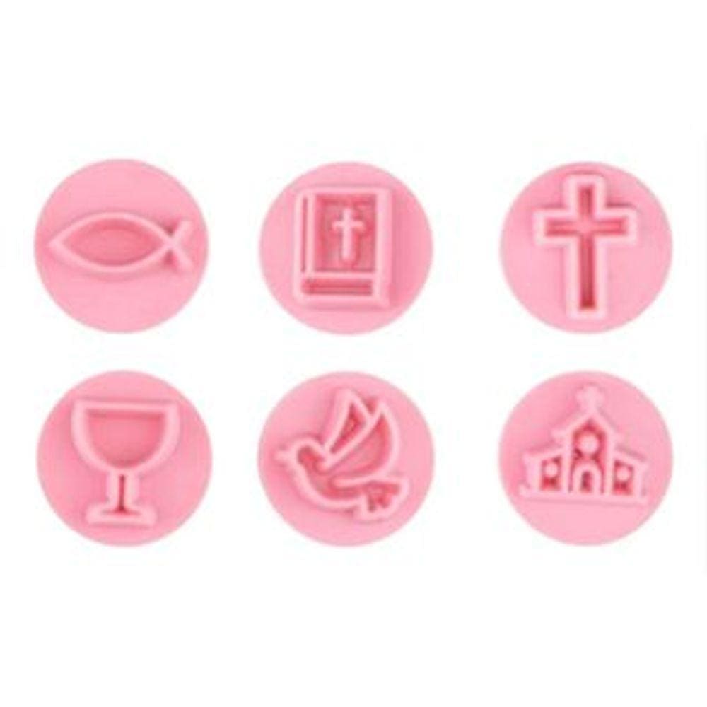 Kit Carimbos Batizado Rosa (2cm) Blue Star Docinhos