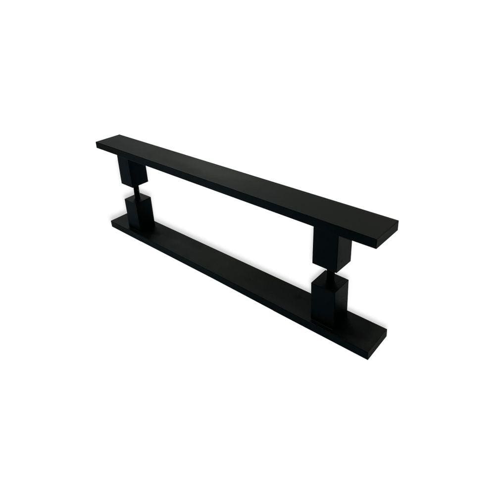 Puxador Porta Alumínio Duplo Preto 30cm Vidro Madeira