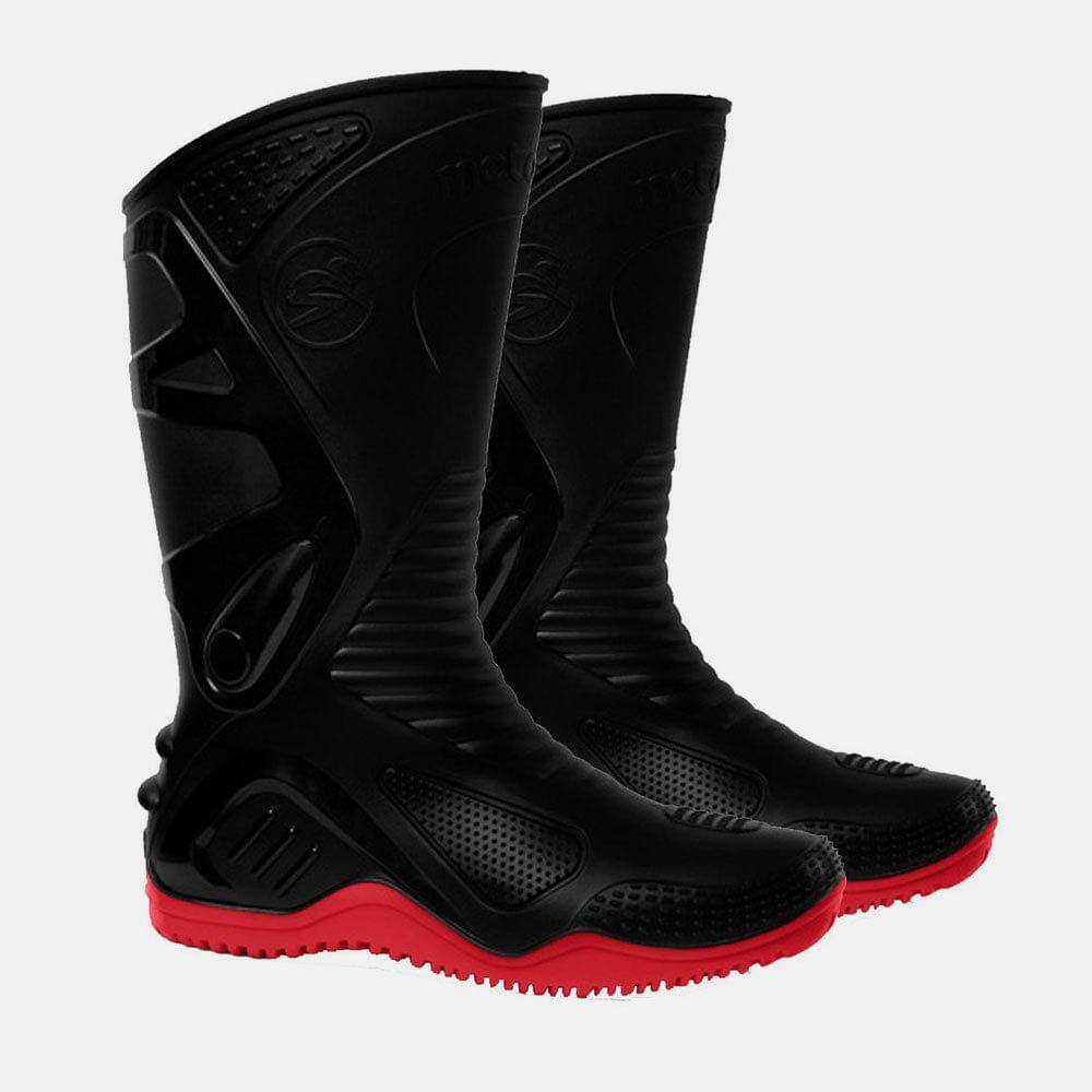 Bota Pvc Preto Com Solado Vermelho 29cm N° 41 Motosaf