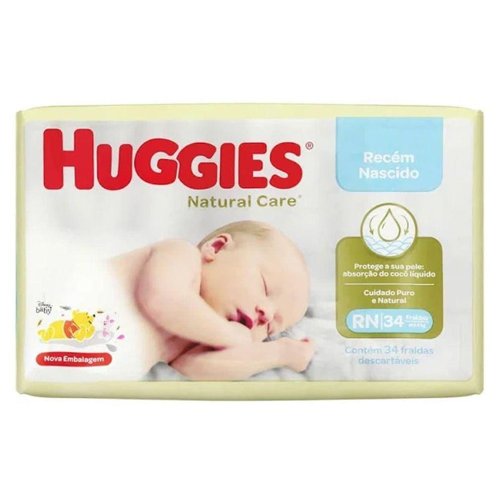 Fralda Huggies Natural Care Descartável Rn 34 Unidades