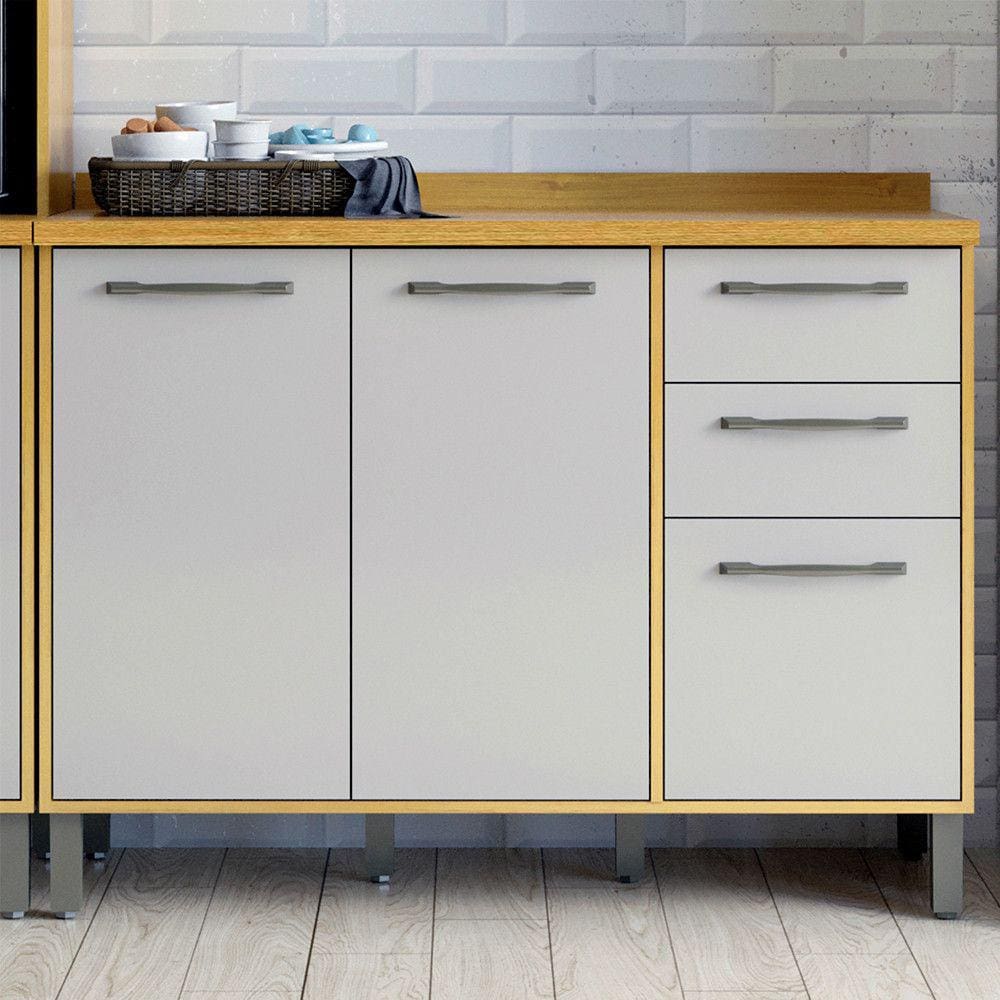 Balcão de Cozinha com Tampo 3 Portas 2 Gavetas 120 cm Áustria Valdemóveis