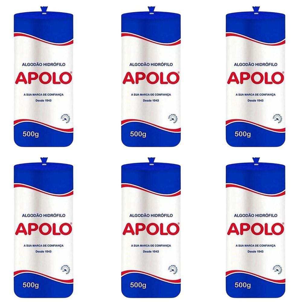 Kit Algodão Hidrófilo Apolo Em Rolo 500G C/6