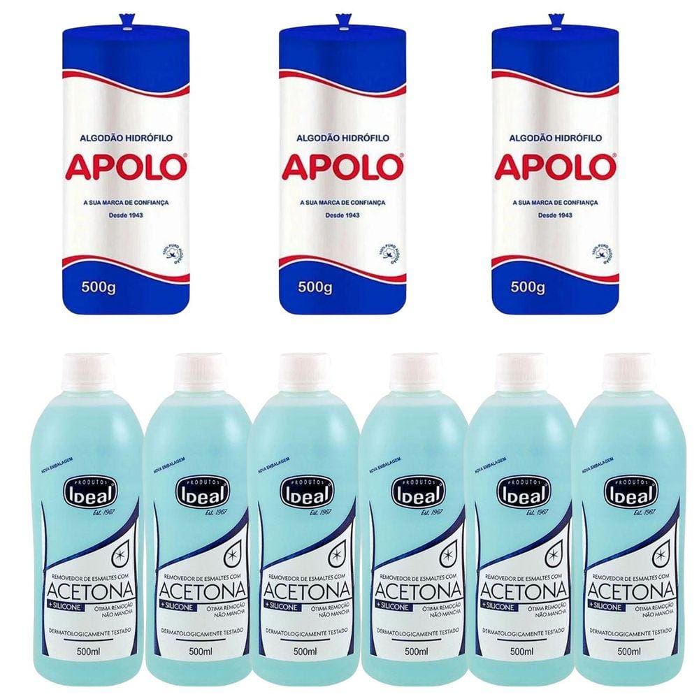 Kit Algodão Hidrófilo + Removedor De Esmalte 500Ml