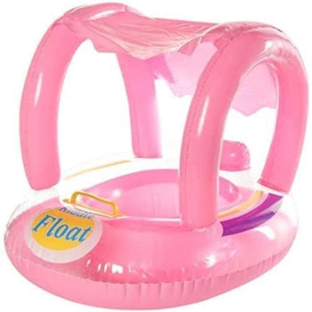 Boia Bebês Com Assento E Cobertura Baby Boat - Rosa 70X65X55