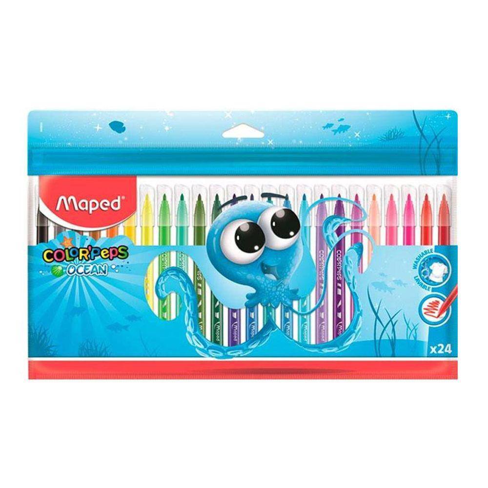 Caneta hidrográfica Color``Peps Ocean Polvo com 24 cores 845924ZM - Maped