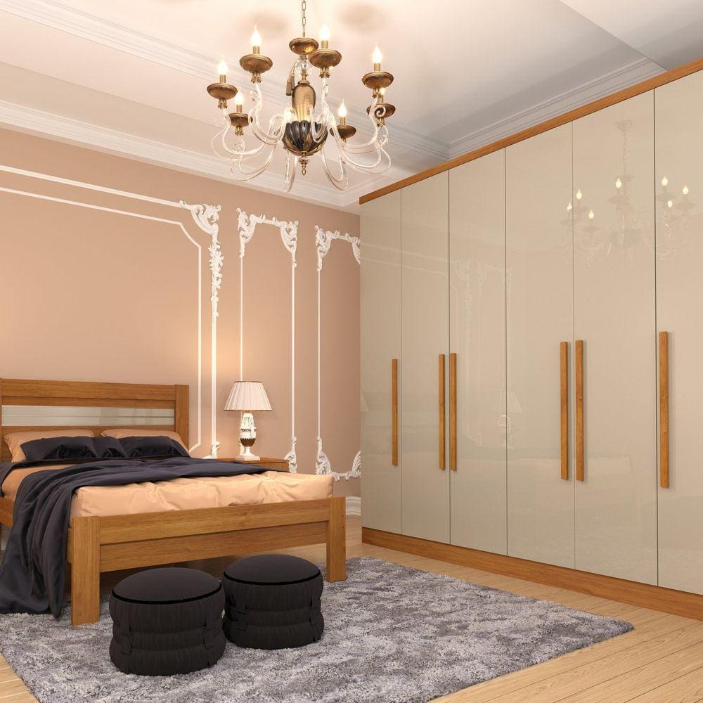 Guarda Roupa Casal 6 Portas 4 Gavetas Veneza Tcil Móveis Cinamomo/Off White