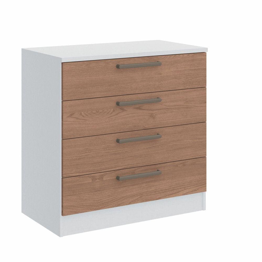 Cômoda Módulo Inferior 4 Gavetas Requinte+ Móveis Castro Branco Line/Macadâmia