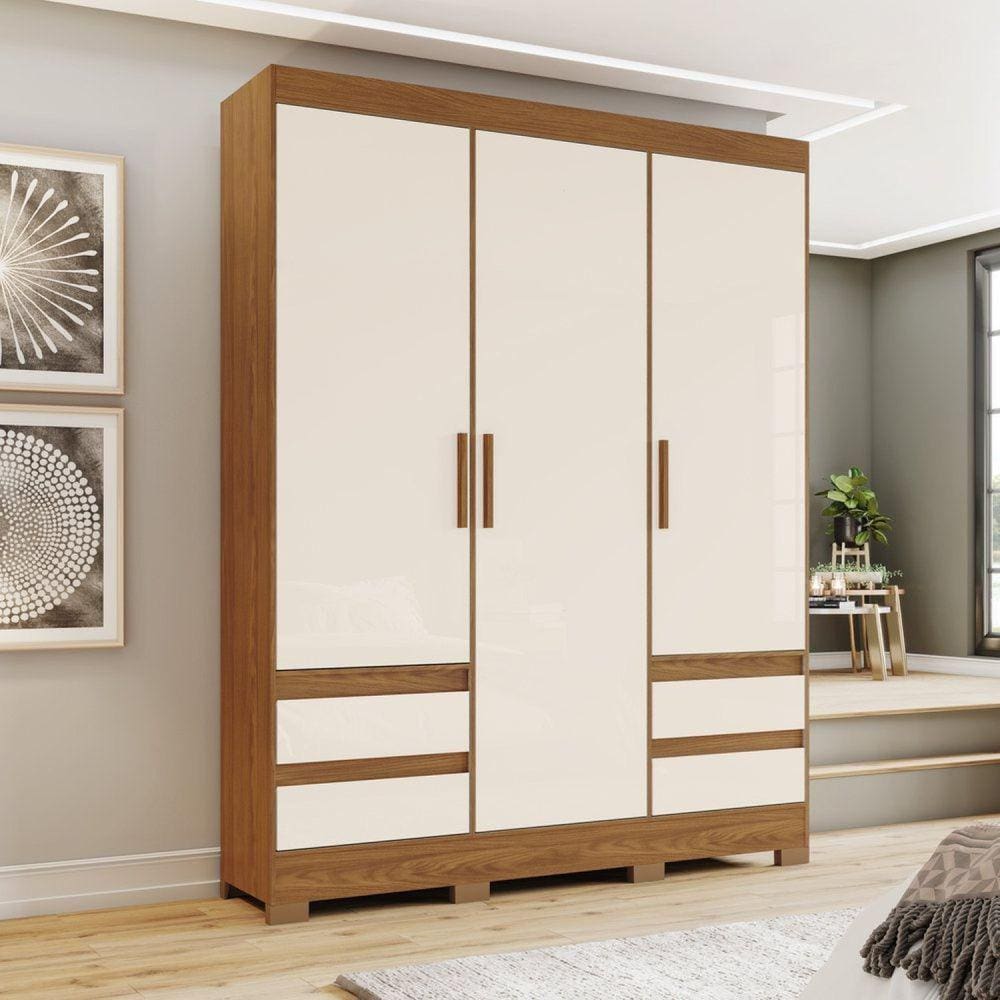 Guarda Roupas 3 Portas 4 Gavetas B55 Marrom/Off White