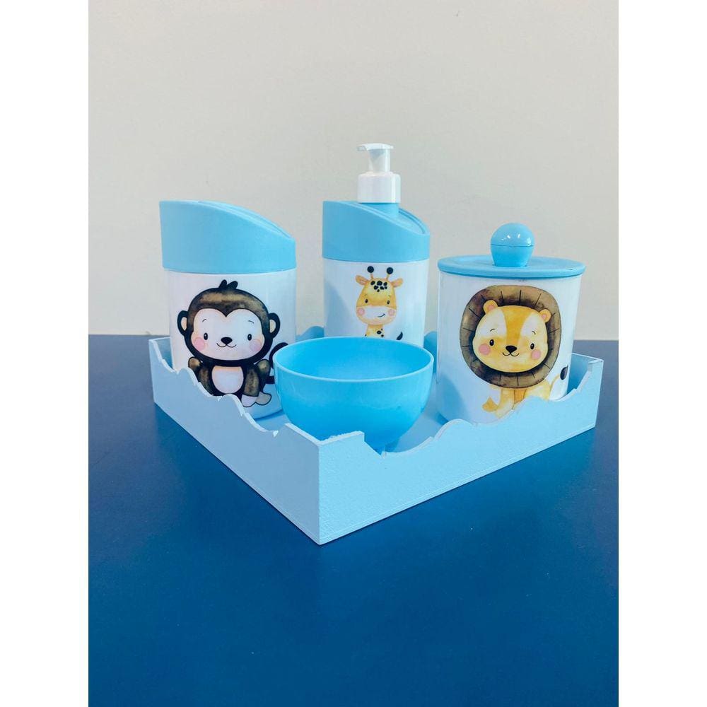 Kit Higiene Safari c/bandeja Color (Leão, Macaco, Girafa)