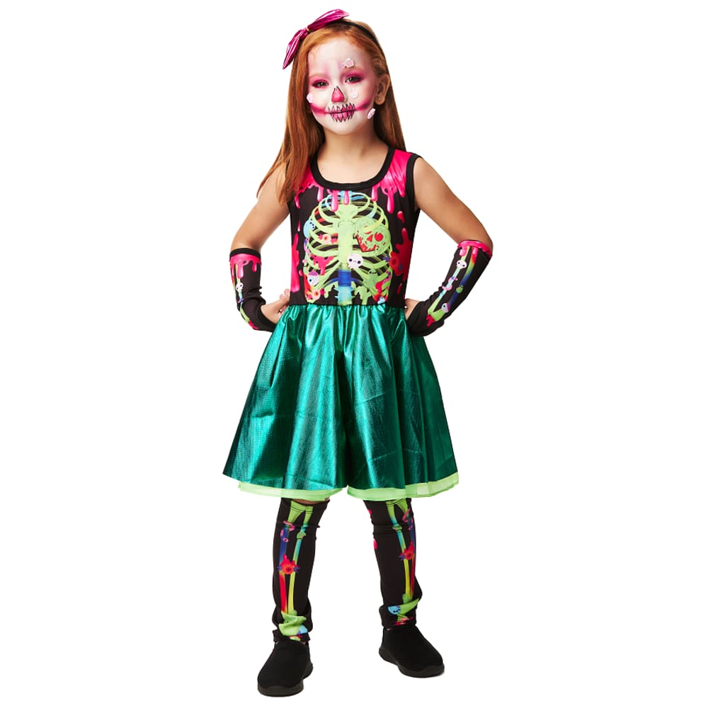 Fantasia Halloween Skull Gill Vestido Infantil + Acessórios