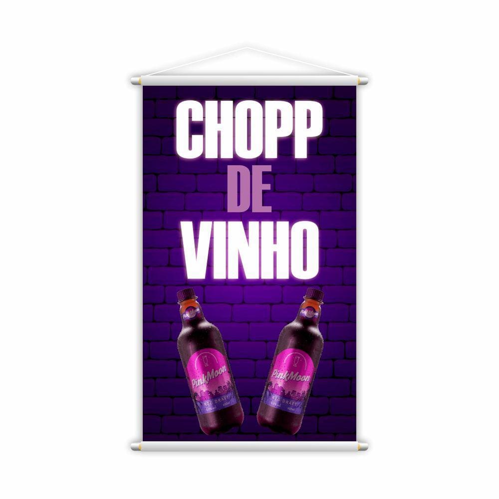 Banner Chopp de Vinho Garrafas Bebidas Lona 60x40cm