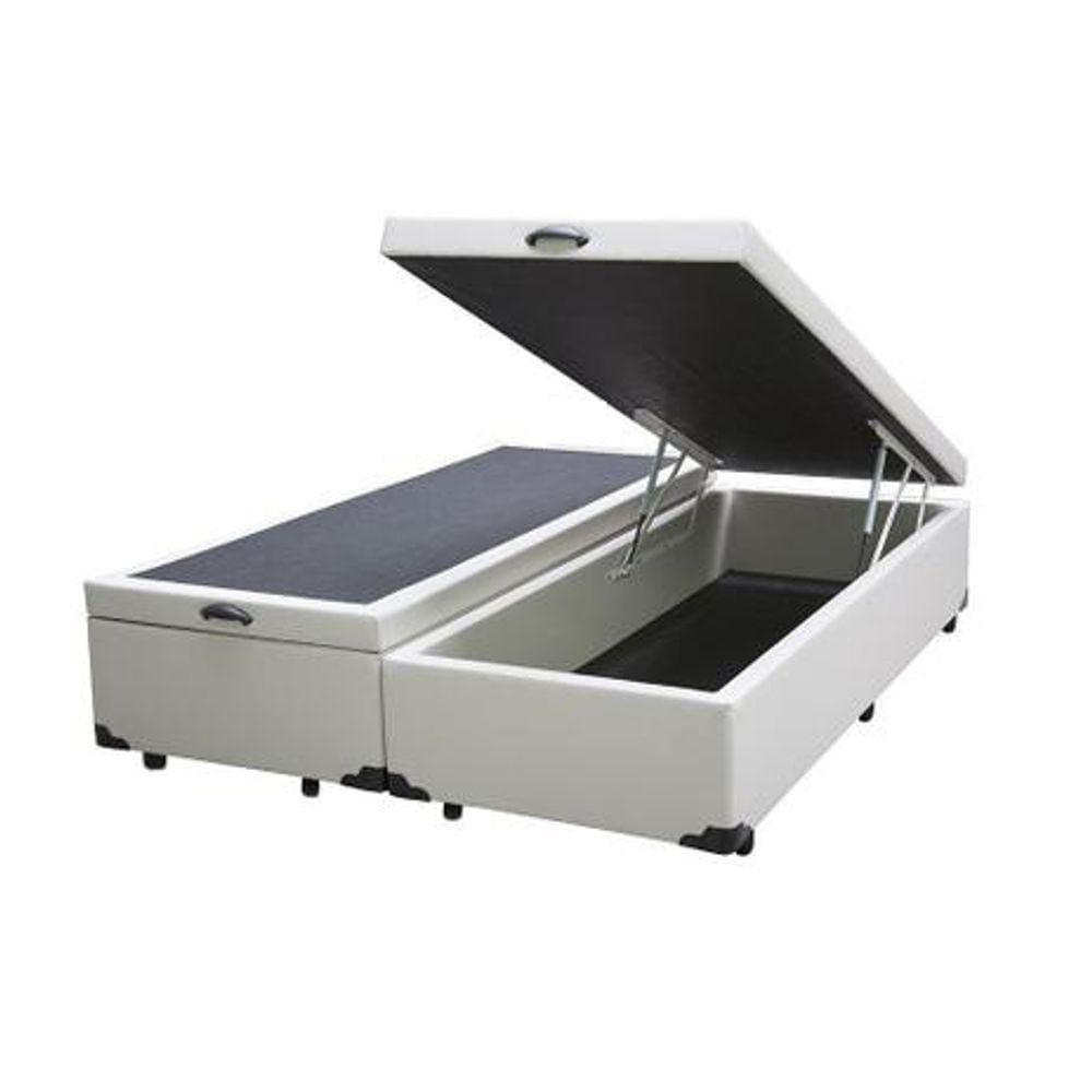 Base Cama Box Baú Bipartido Queen Sintético Branco 42x158x198 Rc Sono Leve