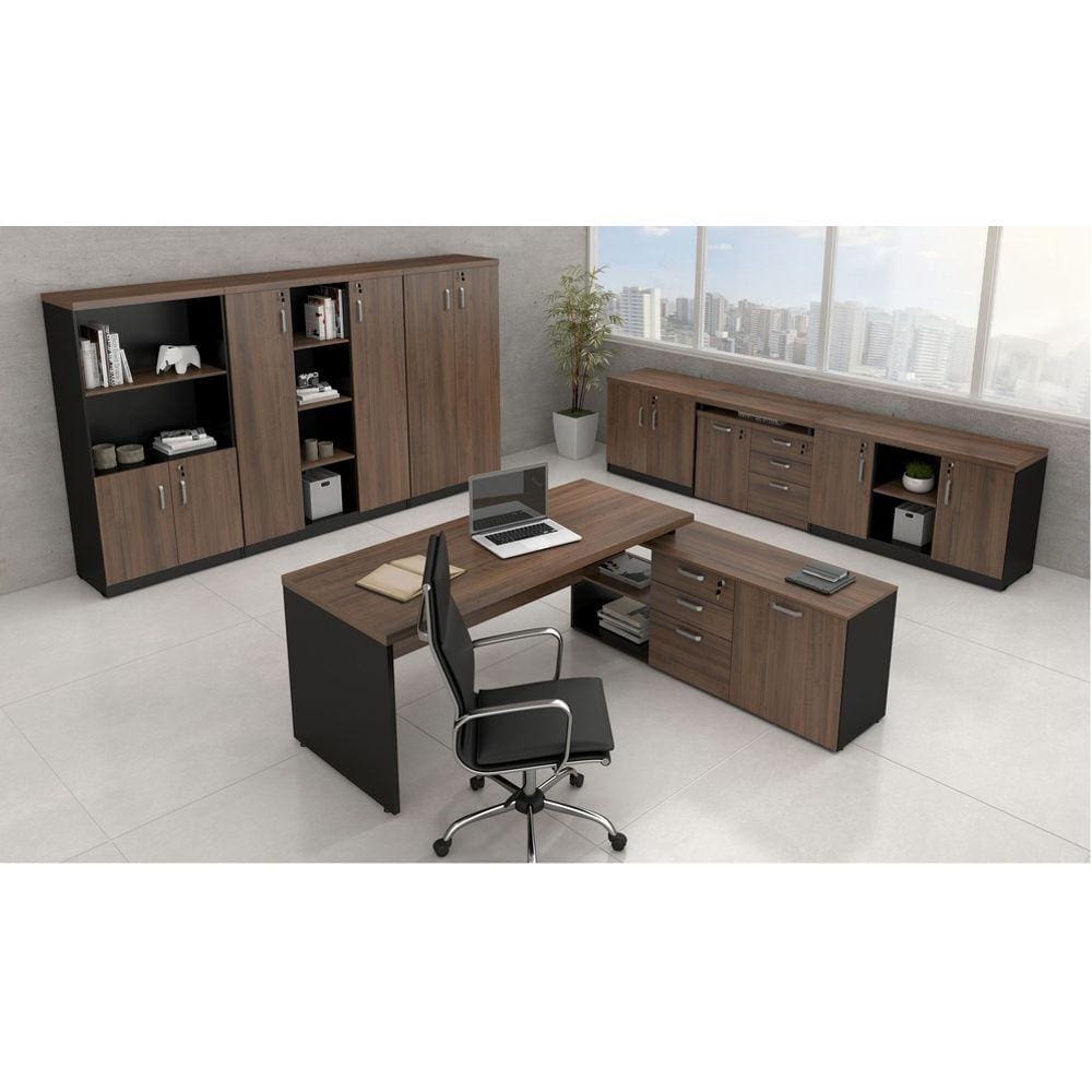 Escrivaninha em L com Balcão 1,90x1,60 Web40 Ameixa / Preto