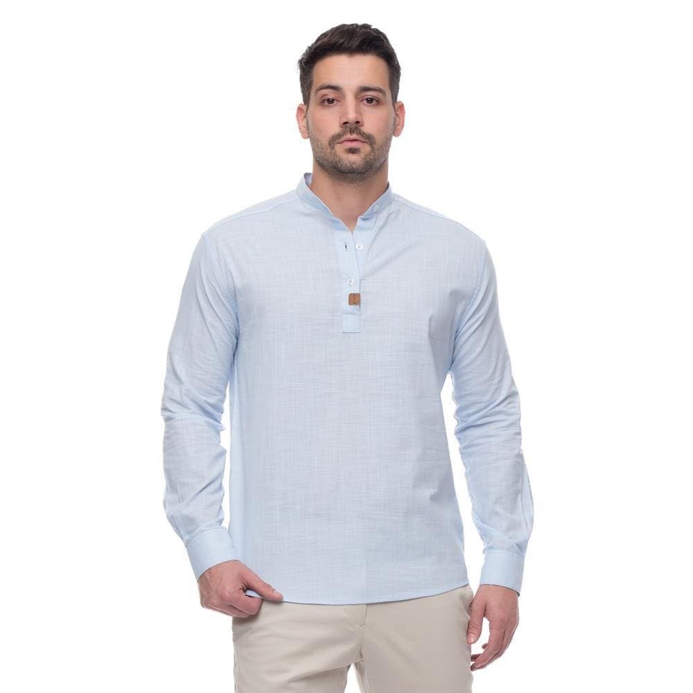 Camisa Social Bata Masculina Gola Padre Moderna Linho Casual