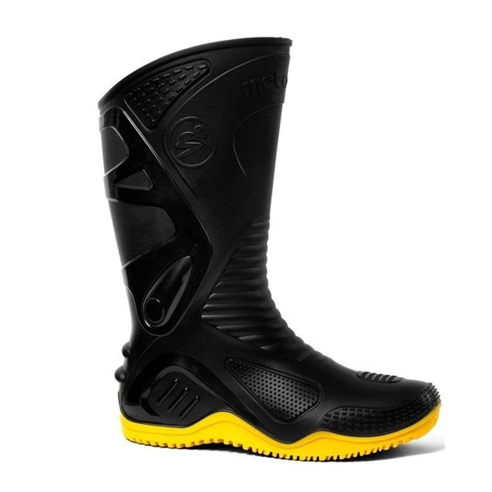 Bota Pvc Preto Com Solado Amarelo 29cm N° 38 Motosaf
