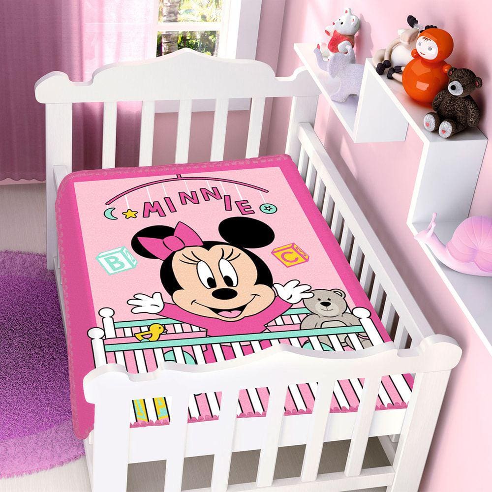 Cobertor Infantil Disney Baby Minnie Jolitex Rosa 90x110cm
