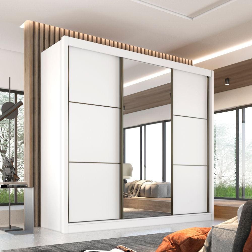 Guarda Roupa Casal 3 Portas 6 Gavetas 100% MDF Texas D Doro Moveis Branco