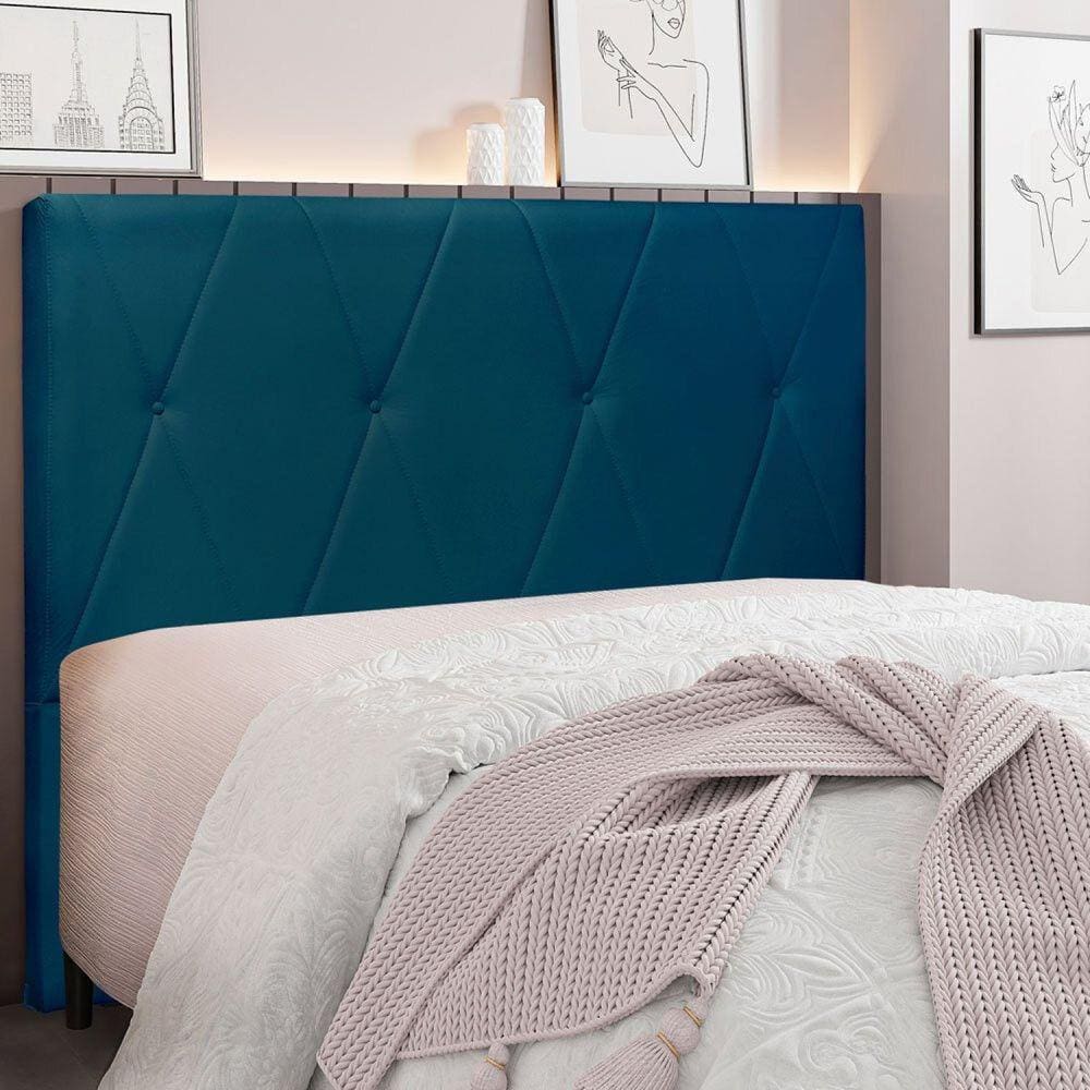 Cabeceira King 195cm Veludo Aquilla Spezzia Azul Marinho
