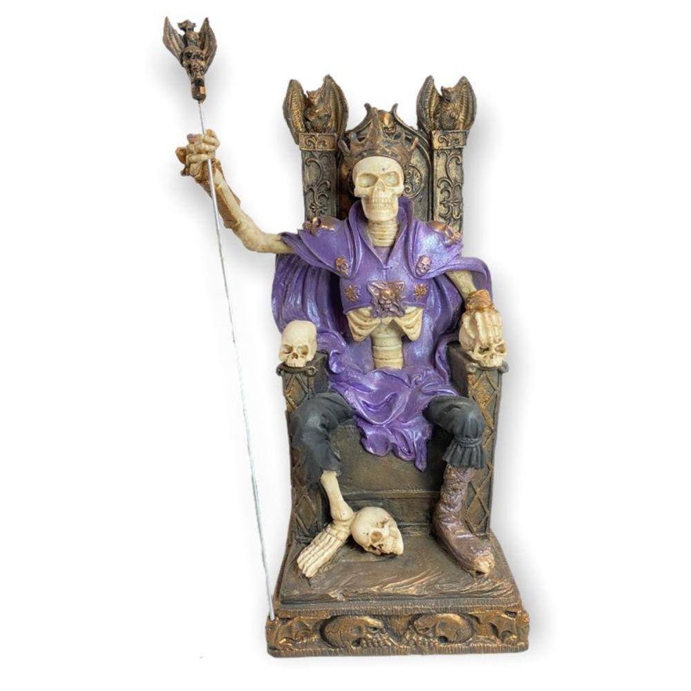 Imagem Exu Caveira No Trono Preto Com Roxo Resina 35 Cm