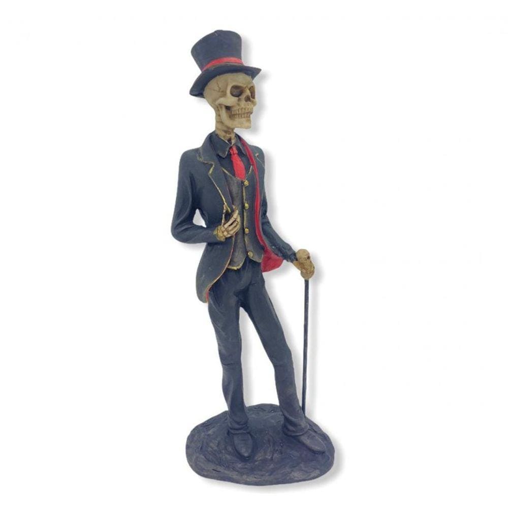 Imagem Exu Caveira Preto e Vermelho Resina 27 Cm
