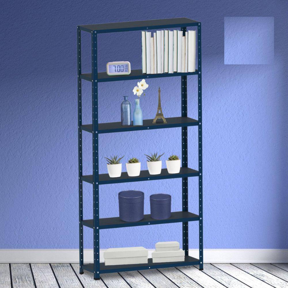 Estante para Livros com Estrutura Metálica 6 Prateleiras Aço Azul Del Rey