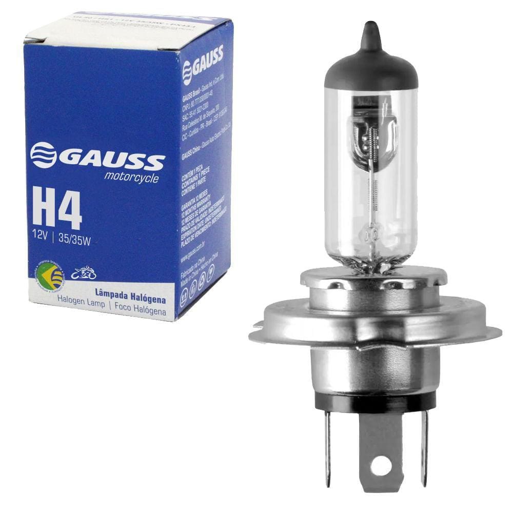 Lâmpada Gauss Halógena Incolor Moto 35/35W 12V P43T-38 H4