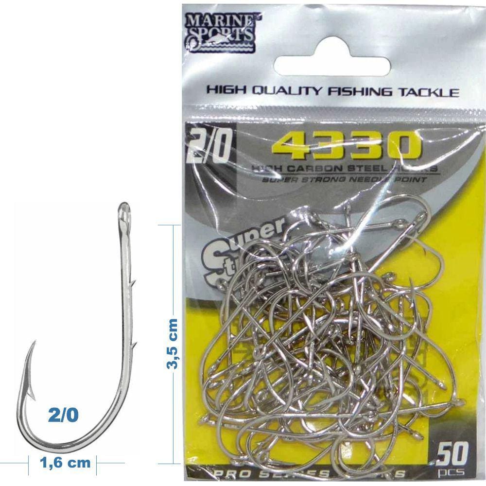 Anzol Marine Sports 4330 Super Strong 1/0 Ao 3/0 Nickel 50 Unidades