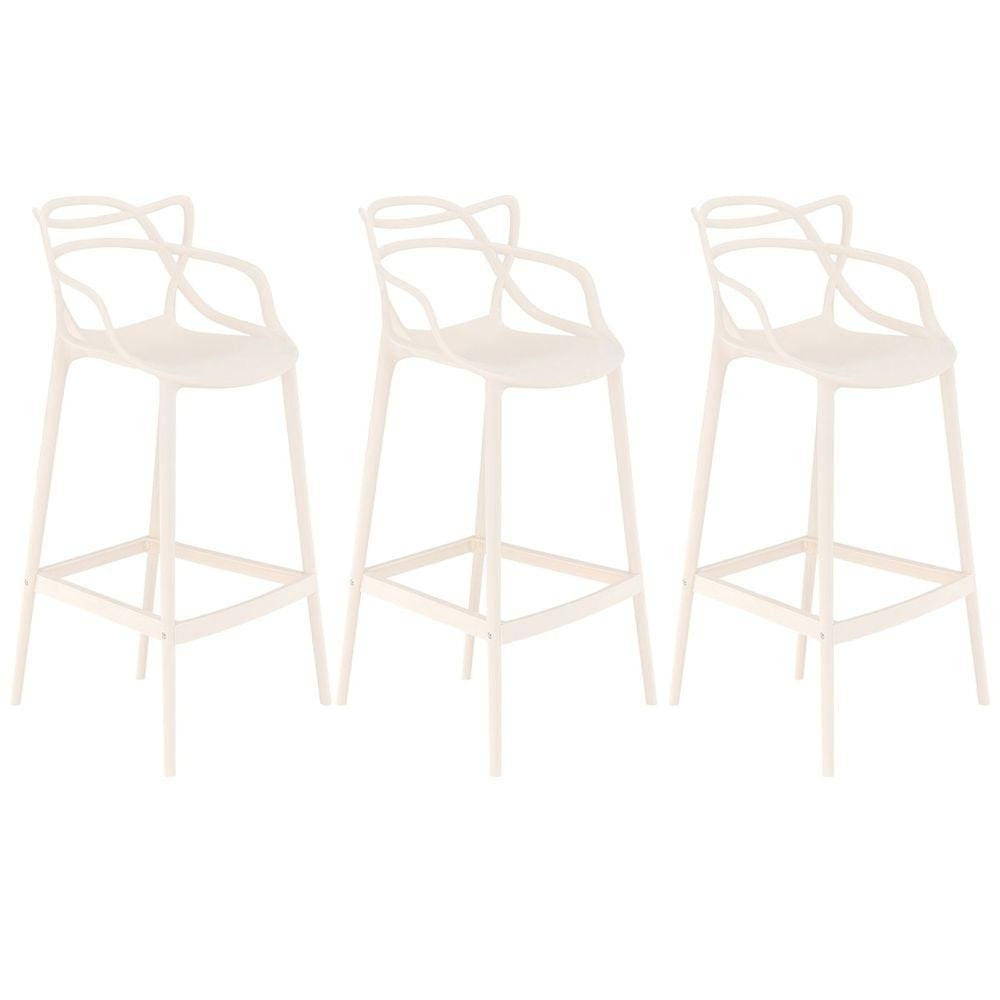Kit 3 banquetas altas bancada cozinha Masters Allegra