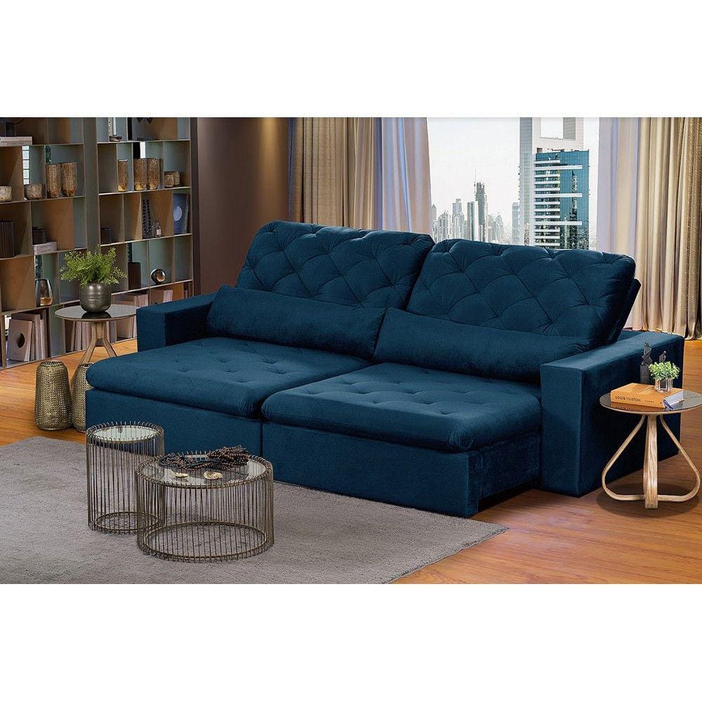 Sofá Modular Rio Branco 5 Lugares 2.50 MT Retrátil e Reclinável Veludo Nobre Sofatec