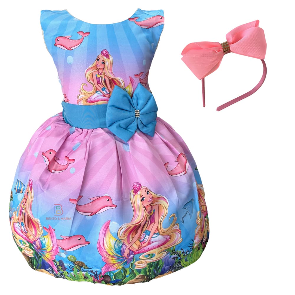 Fantasia Sereia Pink Infantil Vestido com Alças - Extra Festas